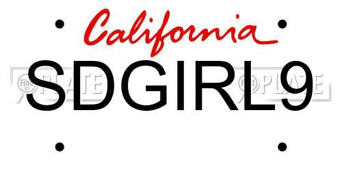 SDGIRL9 California License Plate