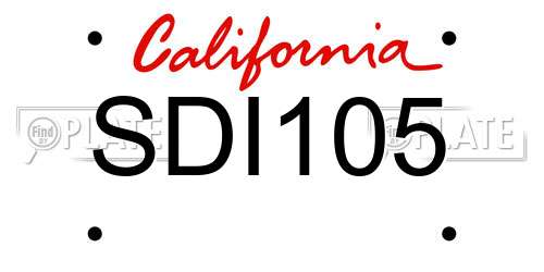 SDI105 California License Plate