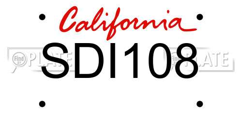 SDI108 California License Plate
