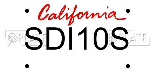 SDI10S California License Plate