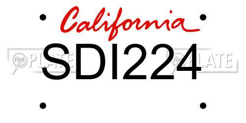 SDI224 California License Plate