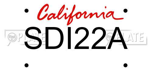 SDI22A California License Plate
