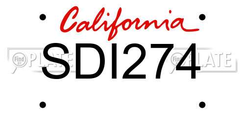 SDI274 California License Plate
