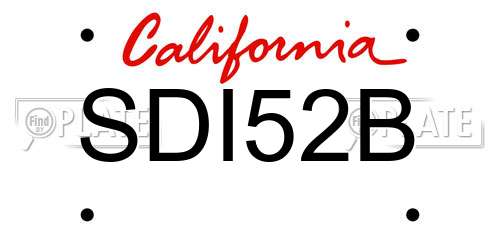 SDI52B California License Plate