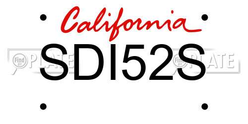 SDI52S California License Plate