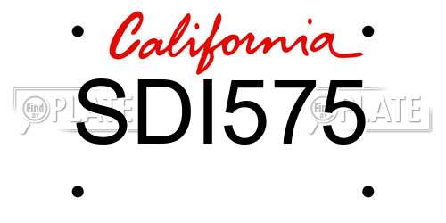 SDI575 California License Plate