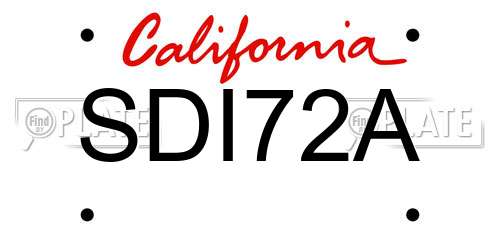 SDI72A California License Plate