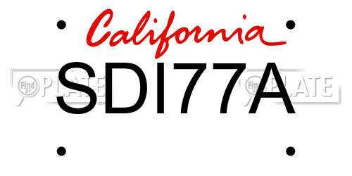 SDI77A California License Plate
