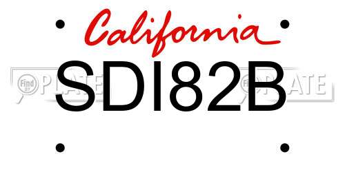 SDI82B California License Plate
