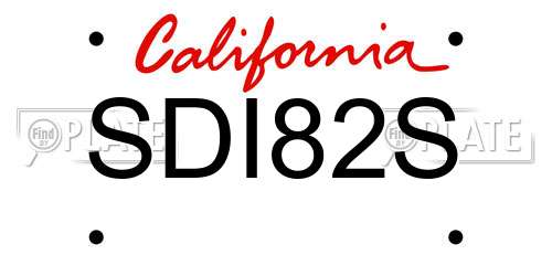 SDI82S California License Plate