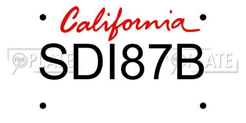 SDI87B California License Plate
