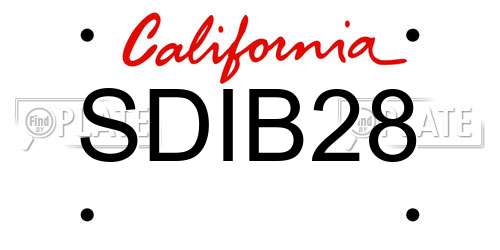 SDIB28 California License Plate