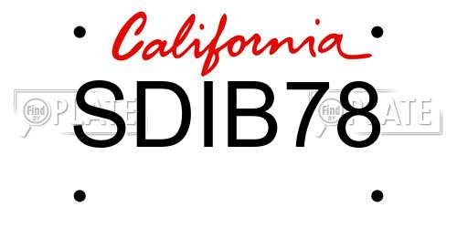SDIB78 California License Plate