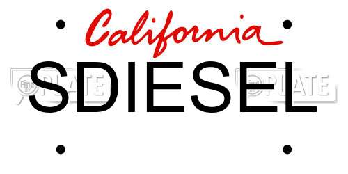 SDIESEL California License Plate