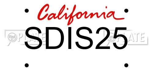 SDIS25 California License Plate
