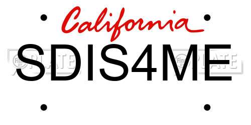 SDIS4ME California License Plate