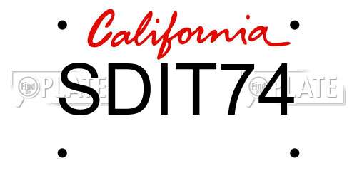 SDIT74 California License Plate