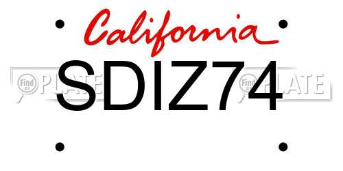 SDIZ74 California License Plate