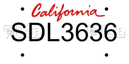 SDL3636 California License Plate