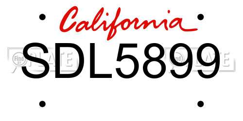 SDL5899 California License Plate
