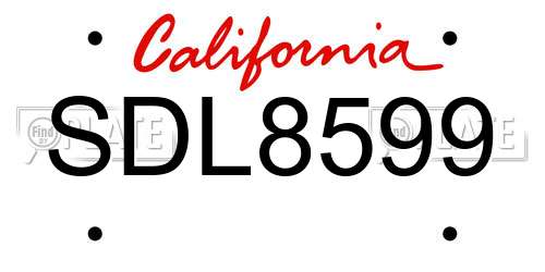 SDL8599 California License Plate