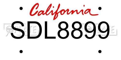 SDL8899 California License Plate