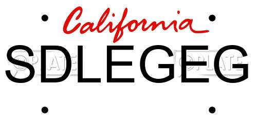 SDLEGEG California License Plate