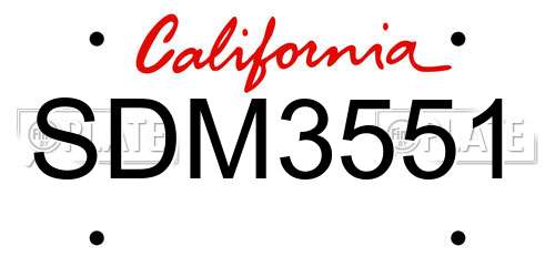 SDM3551 California License Plate