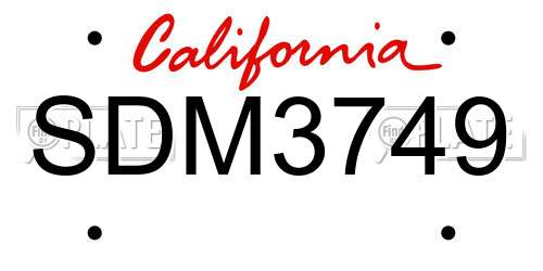 SDM3749 California License Plate