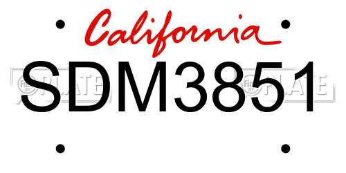 SDM3851 California License Plate