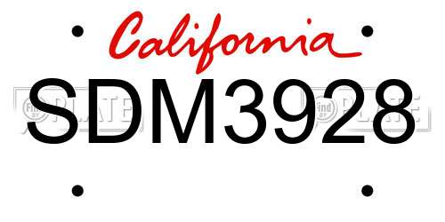 SDM3928 California License Plate