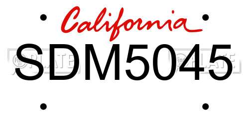 SDM5045 California License Plate