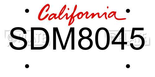 SDM8045 California License Plate