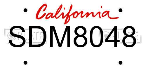 SDM8048 California License Plate