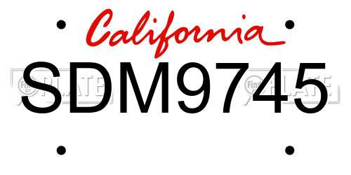 SDM9745 California License Plate
