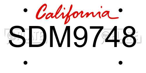 SDM9748 California License Plate