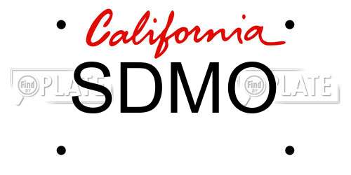 SDMO California License Plate