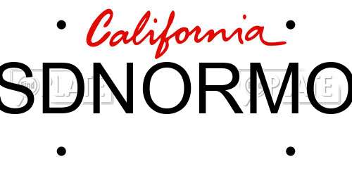 SDNORMO California License Plate