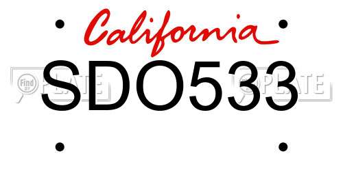 SDO533 California License Plate