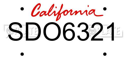 SDO6321 California License Plate
