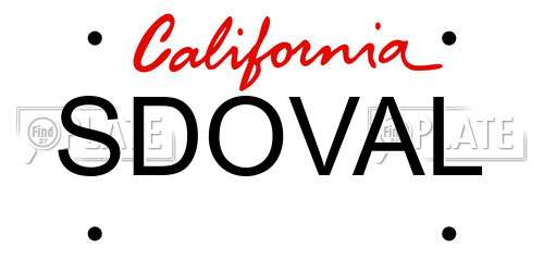 SDOVAL California License Plate