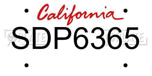 SDP6365 California License Plate