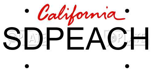 SDPEACH California License Plate