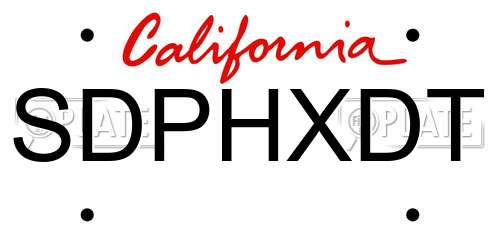 SDPHXDT California License Plate