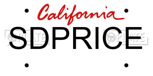 SDPRICE California License Plate