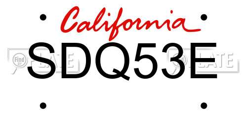 SDQ53E California License Plate