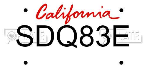 SDQ83E California License Plate