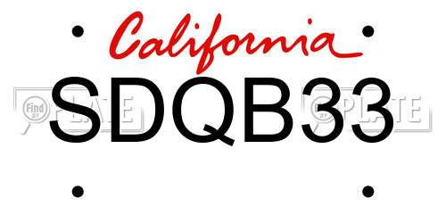 SDQB33 California License Plate
