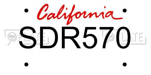 SDR570 California License Plate