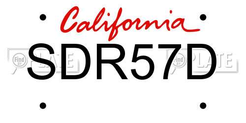 SDR57D California License Plate